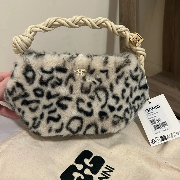 GANNI Bou Bag - NWT - Mini Fur PrintLeopard